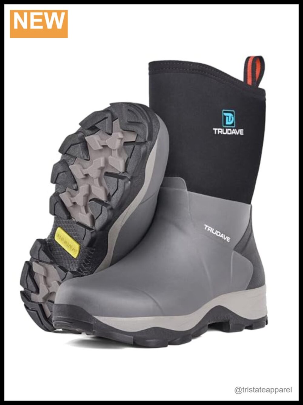 Rubber Neoprene Insulated Mid-Calf Waterproof Work Rain Boots Anti-Slip